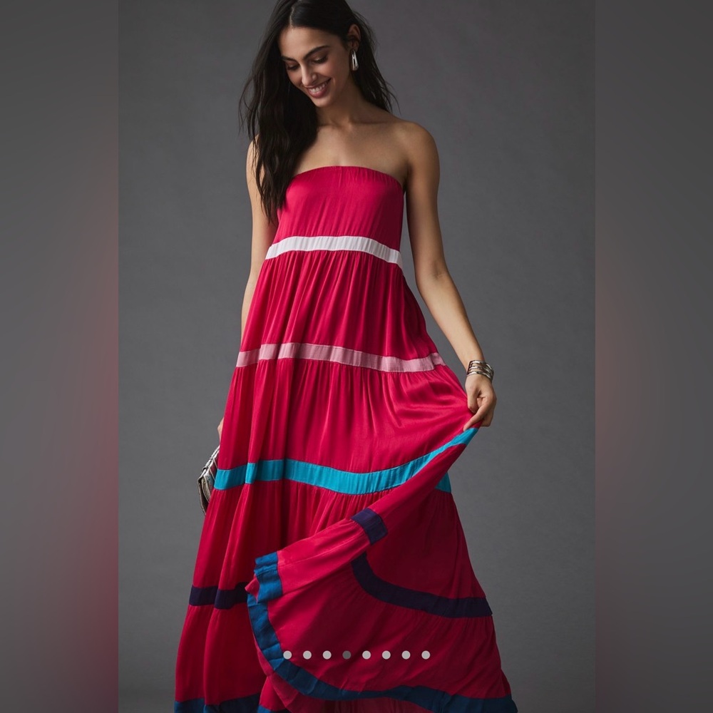Anthropologie Samant Chauhan Strapless Color block Dress